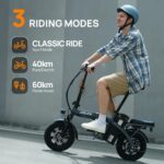 URLIFE E-Bike Folding Bike with 14 Inches, 48 V 7.5 Ah Lithium Battery for Long Range up to 60 KM, Electric Bicycle 250 W Motor, 3 Riding Modes, Adjustable Seat Height, Folding Pedelec Ebike for Men
