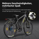 Eleglide E-Bike, T1 Electric Bicycle 27.5 Inch Trekking Electric City Bike with 13Ah Battery, 100 km Long Range, 250 W Motor, Shimano 7 Speed Electric Mountain Bike for Men and Women, Double Disc