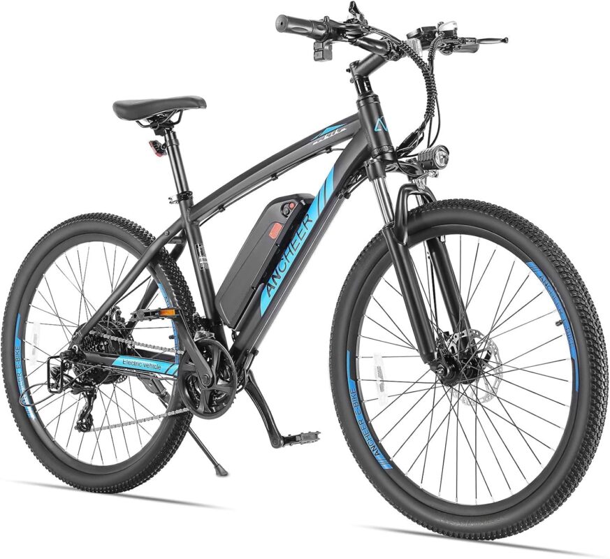 ANCHEER E Bike, 27.5 Inch Trekking Bike, E-Bike for Men and Women with 36 V 10.4 Ah Battery, 250 W Motor, 100 km Range, Electric Bicycle with 21 Speed Gear, Pedelec Electric Mountain Bike for Adults