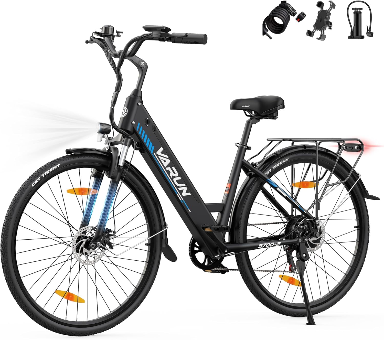 81jeD-5gEFL._AC_SL1500 VARUN E Bike, 28 Zoll E-Bike Herren Damen mit 48V 499.2 Wh Akku, Bis zu 100 KM, 250W 55Nm Motor, Elektrofahrrad E-Fahrrad mit 7-Gang, 5 Modi, Tempomat Modus, City Ebike für Pendeln, Trekking
